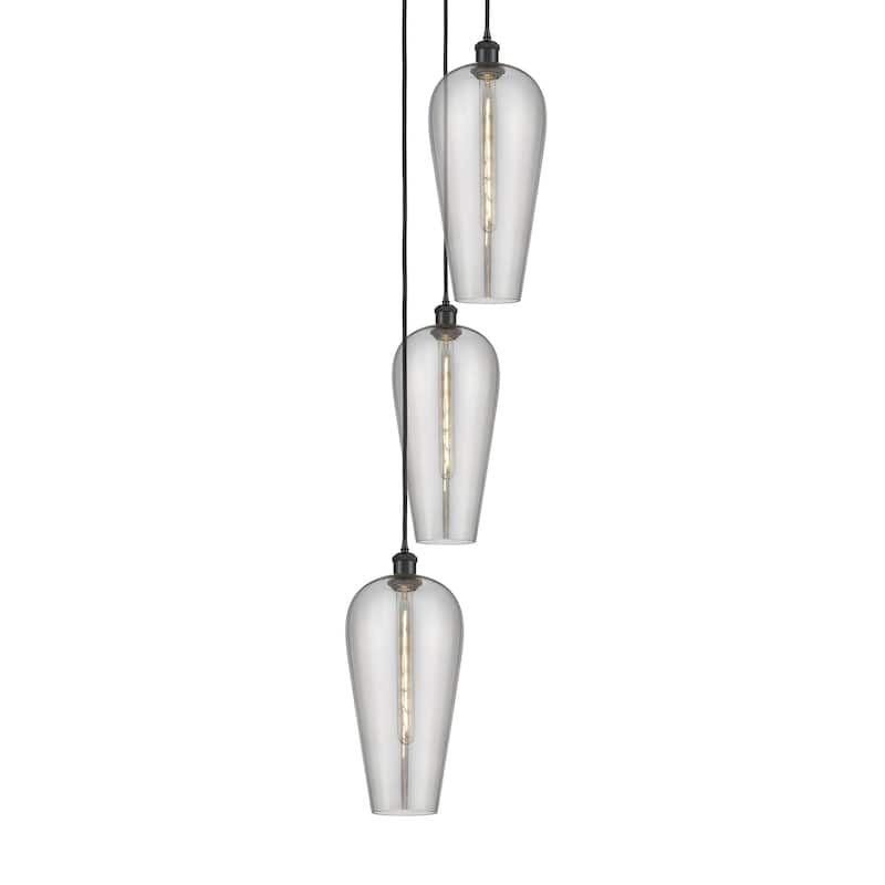 Innovations Lighting 113B-3P-58-15 Chelsea Pendant Chelsea 3 Light 15" - Matte Black / Light Smoke