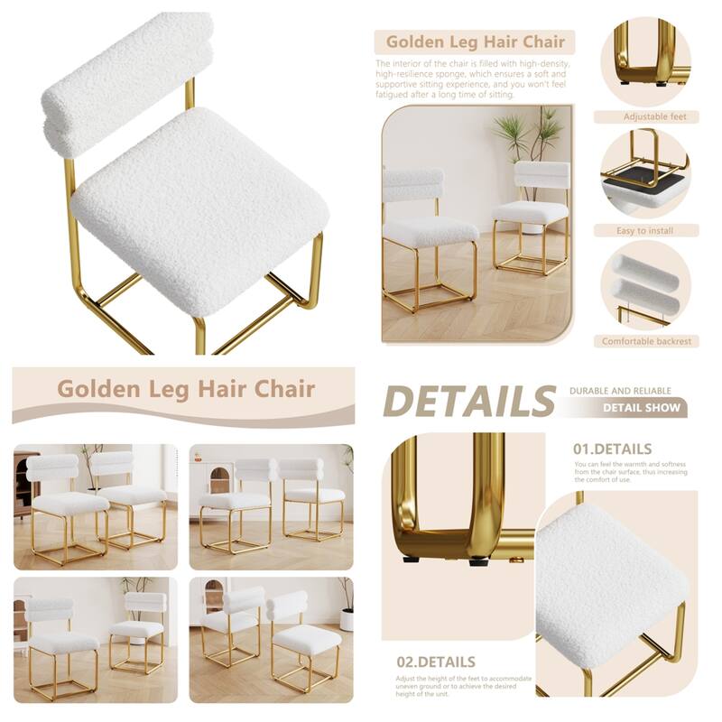 Teddy Fabric Dining Chairs, Thick Cushioned, Sturdy & Comfy, Set of 2