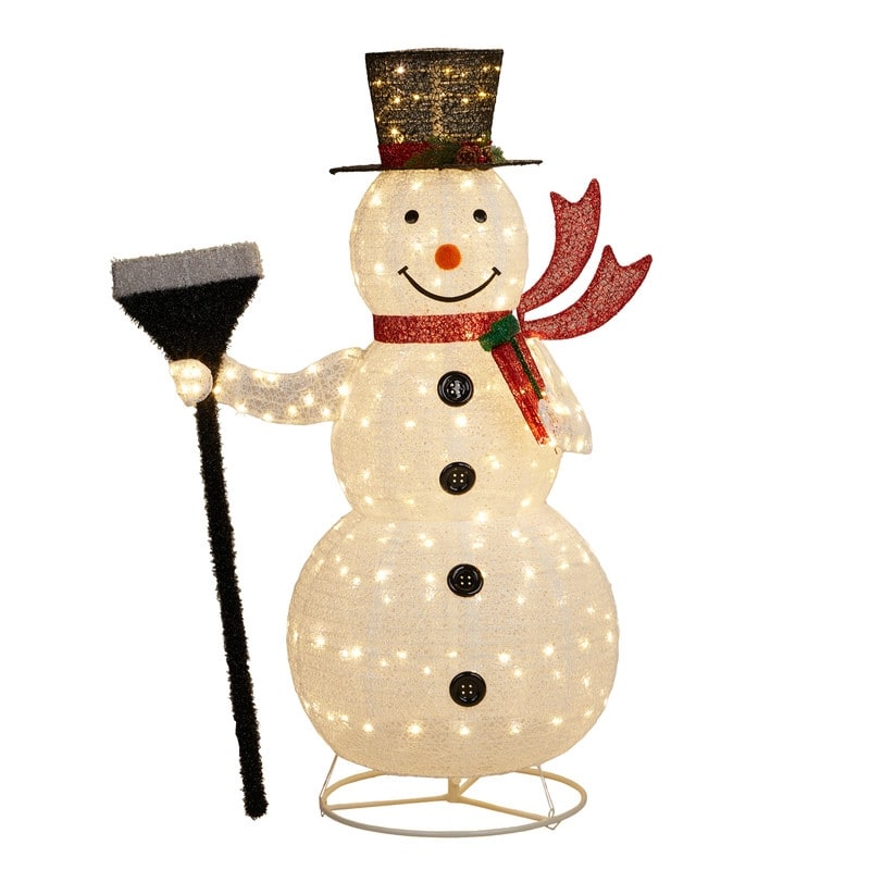 5FT Lighted Collasipble Snowman with Groom Snowman Christmas Yard Decoration