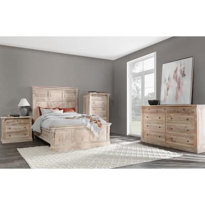 Classic Home Adelaide Mango Wood Bed in White Wash