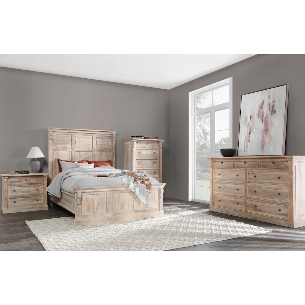 Classic Home Adelaide Mango Wood Bed in White Wash