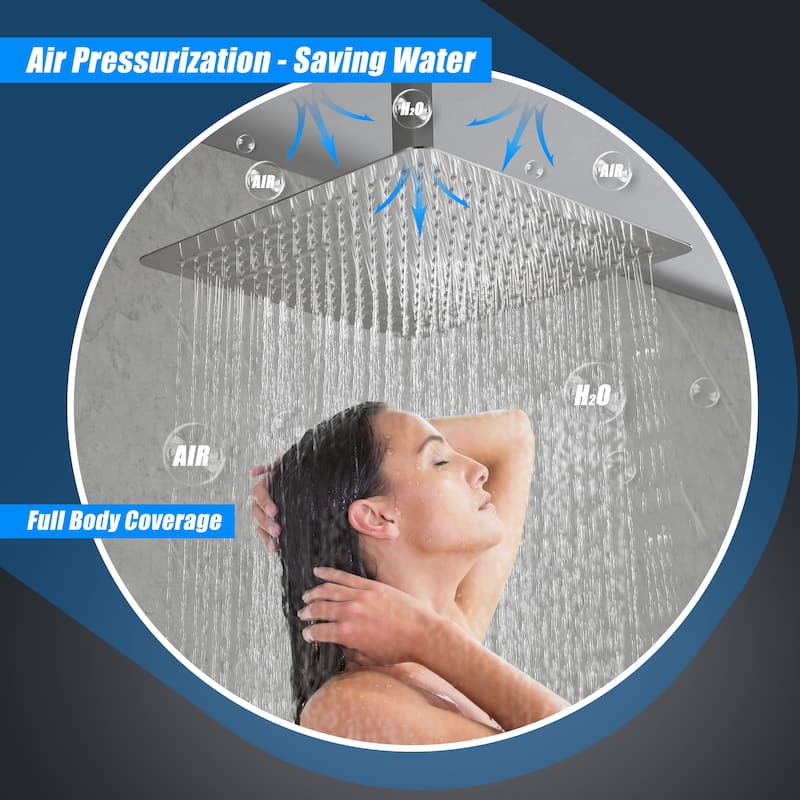 16" Square High Pressure Rain Shower Head,304 Stainless Steel Rain Shower Head