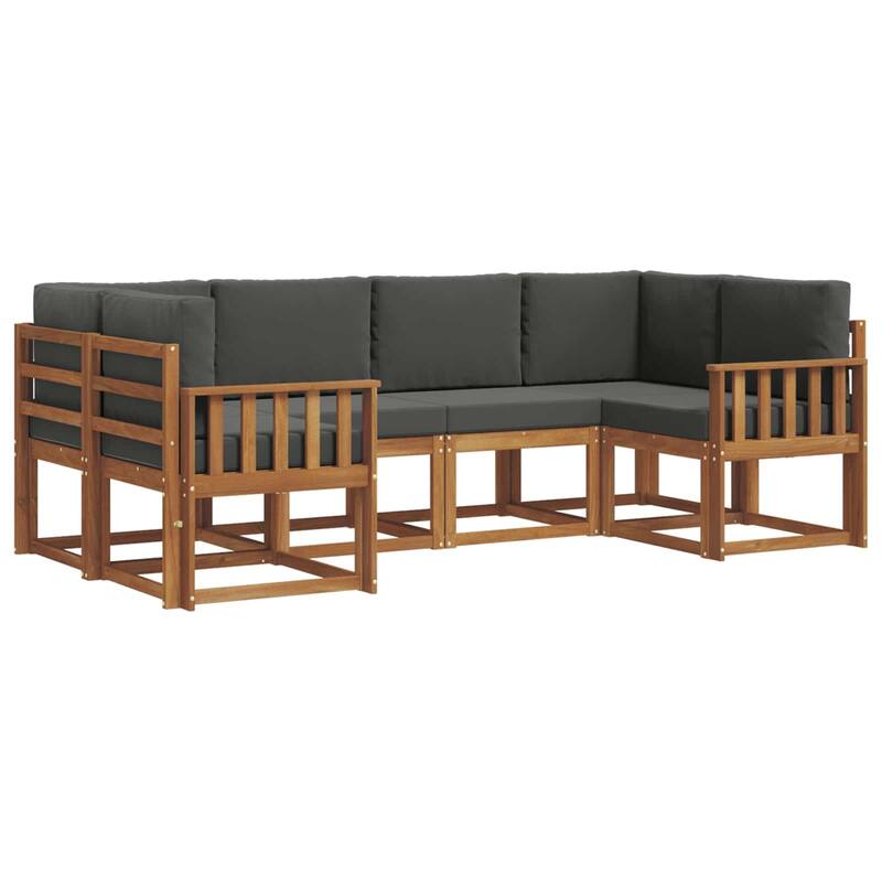 vidaXL Outdoor Sofa Set with Cushion 6 pcs Natural and Anthracite