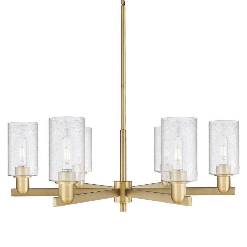 Innovations Lighting 716-6CR-11-34 Clymer Chandelier Clymer 6 Light - Brushed Brass / Seedy