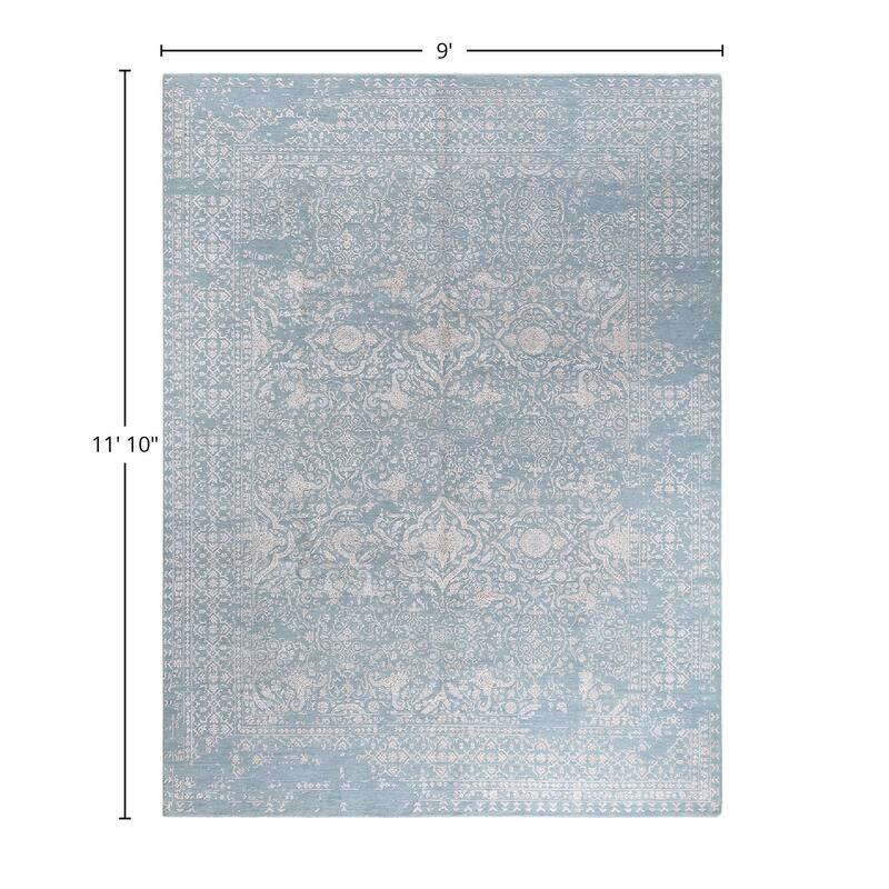 Ikat One-of-a-Kind Handmade Area Rug - Gray, 9' 0" x 11' 10" - 9' 0" x 11' 10"