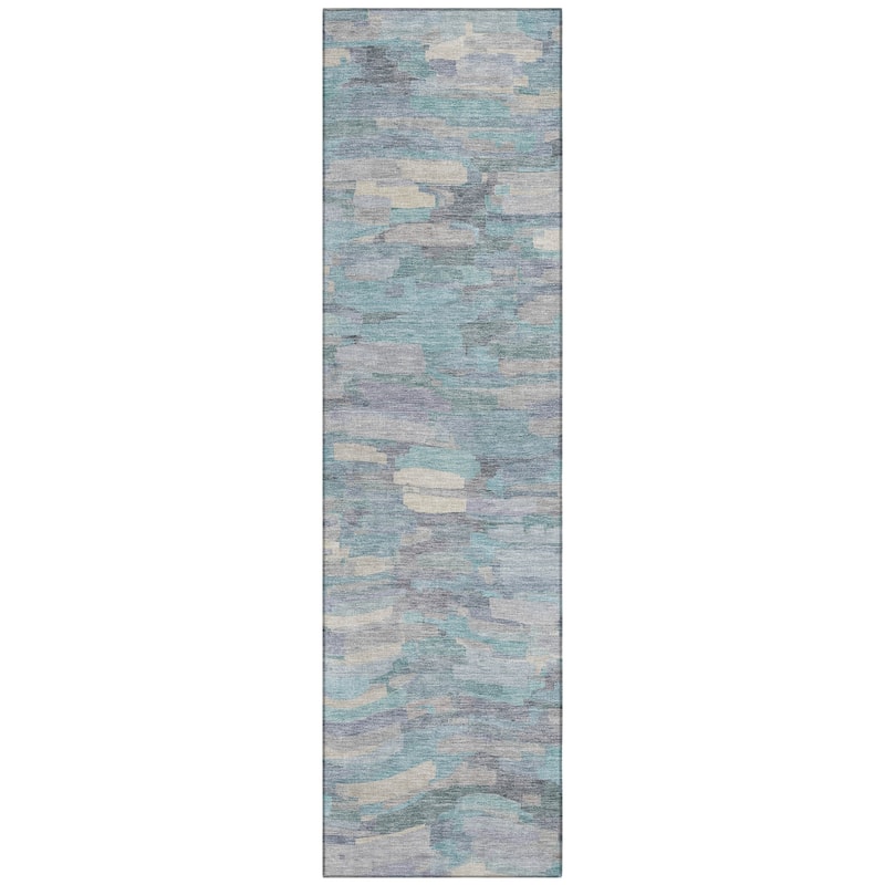 Machine Washable Indoor/ Outdoor Abstract Rock Chantille Rug