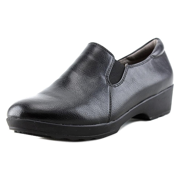 Life Stride Buzz Women W Round Toe Leather Black Work Shoe