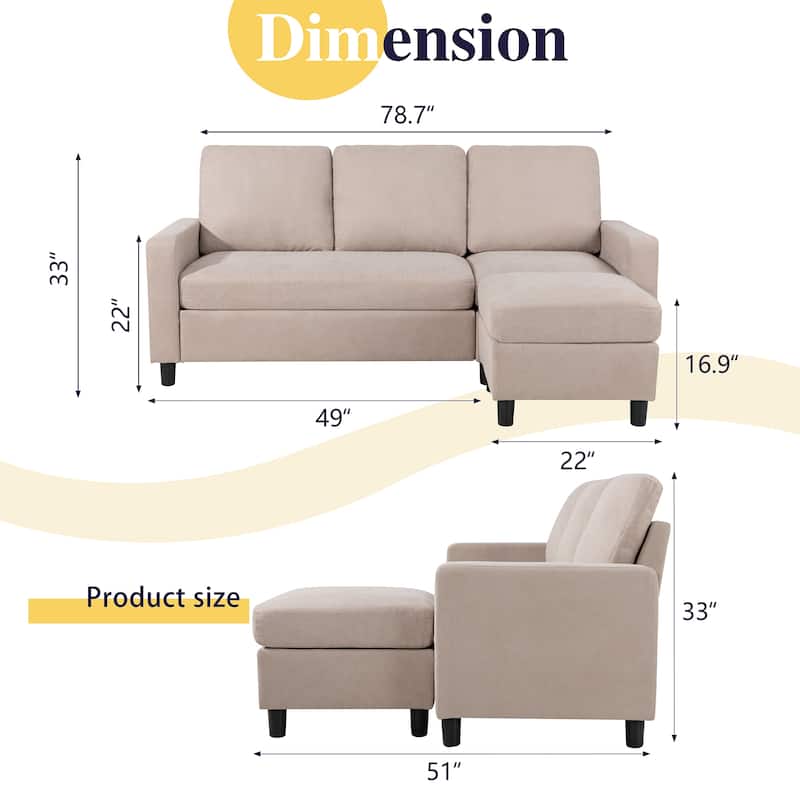 Futzca Modern Convertible Sectional Sofa L-Shaped Couch