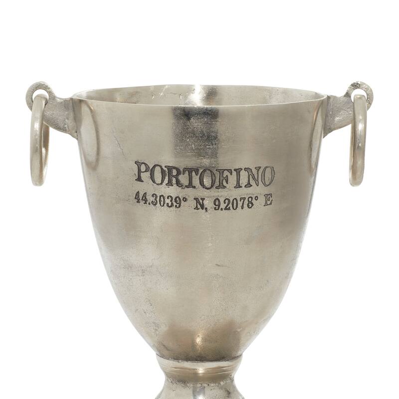 Aluminum Metal Champagne 2 Bottle Ice Bucket - Silver - Roche River Decor - 12"W x 16"L x 18"H