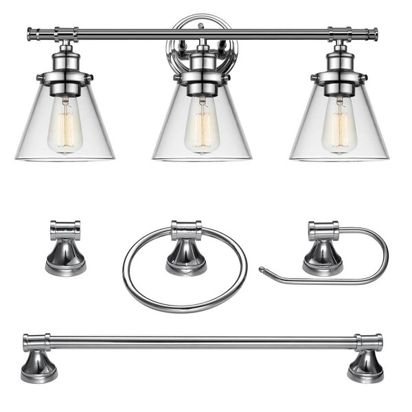 Globe Electric 51234 Parker 3-Light 24-5/8" Wide Bathroom Vanity Light - Towel Bar, Towel Ring, and Paper Holder Included