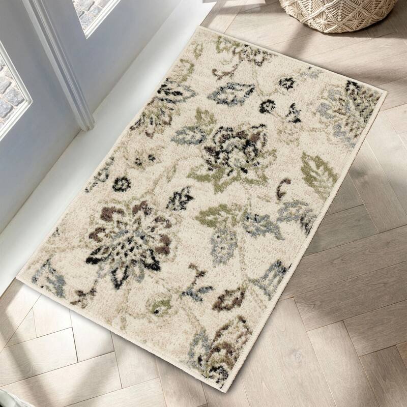 Superior Jacobean Modern Farmhouse Floral Indoor Runner or Area Rug