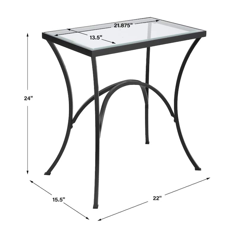 Tempered Glass End Table - 24" - Black and Clear