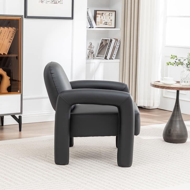 SEYNAR Modern PU Leather Accent Chair with Tubular Multifunctional Legs for Living Room