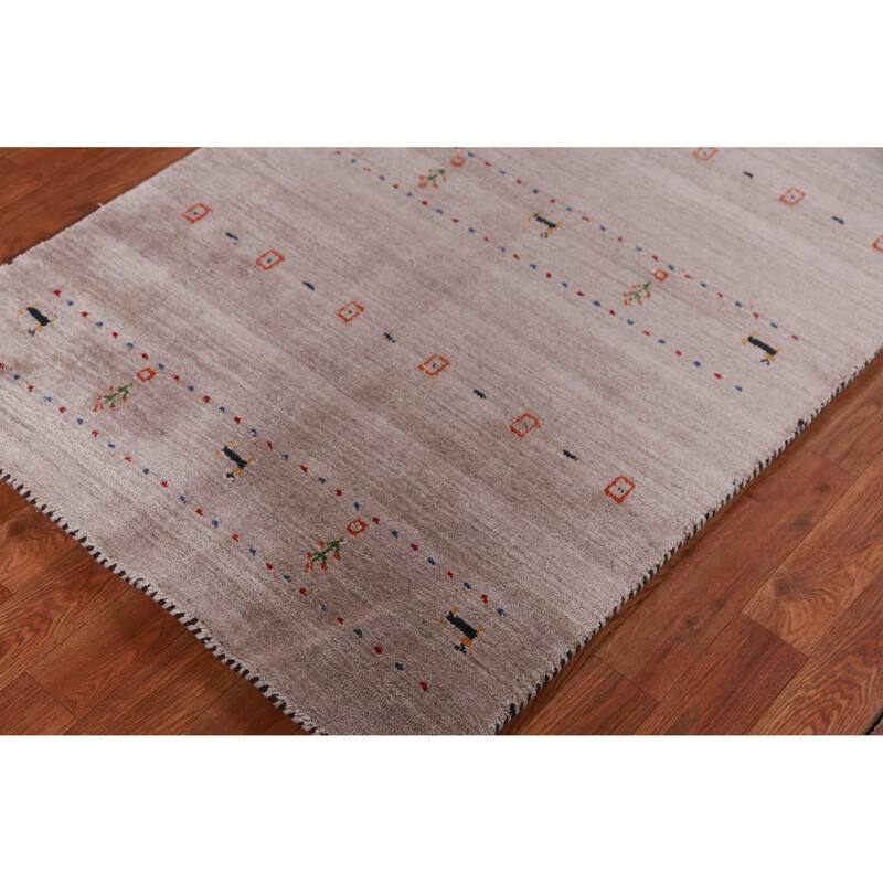 Hand Knotted Oriental 100% Wool Carpet Tribal Animal Pictorial Brown Gabbeh Area Rug - 4' 11'' X 2' 11''