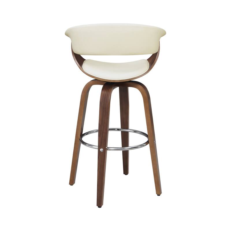 Barstool with Counter Open Design and Wooden Legs, Cream and Brown