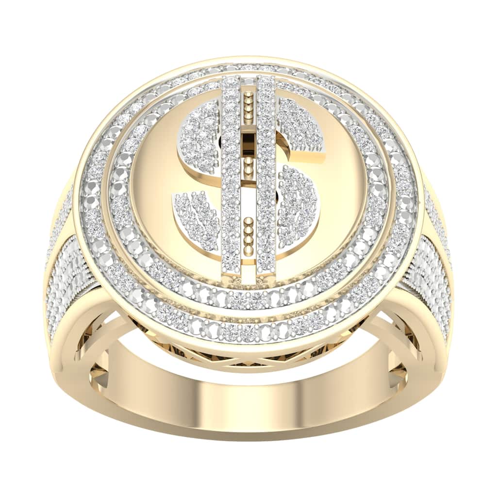 IGI Certified 1/3ct TDW Diamond Halo Ring in 10k Gold for Men