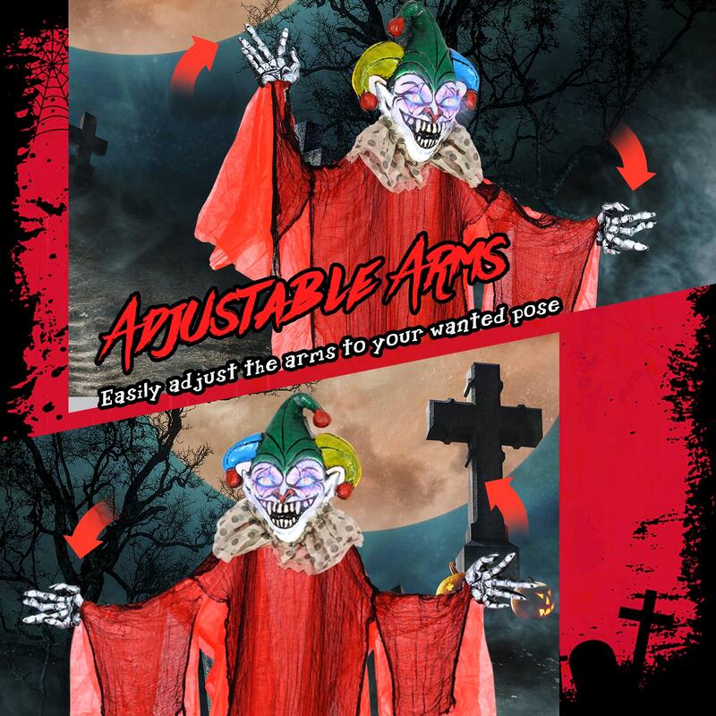 13.1 FT Hanging Halloween Clown with Lighted Eyes and Adjustable Arms