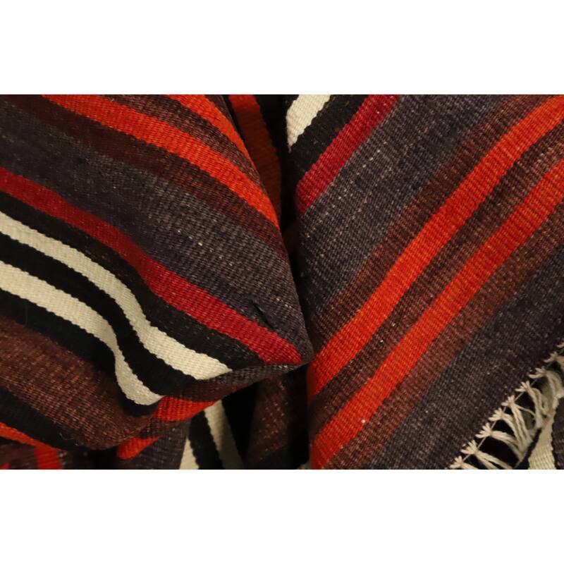 Hand Woven Oriental 100% Wool Carpet Southwestern Geometric Multi-Colored Kilim Area Rug - 11' 5'' X 4' 11''