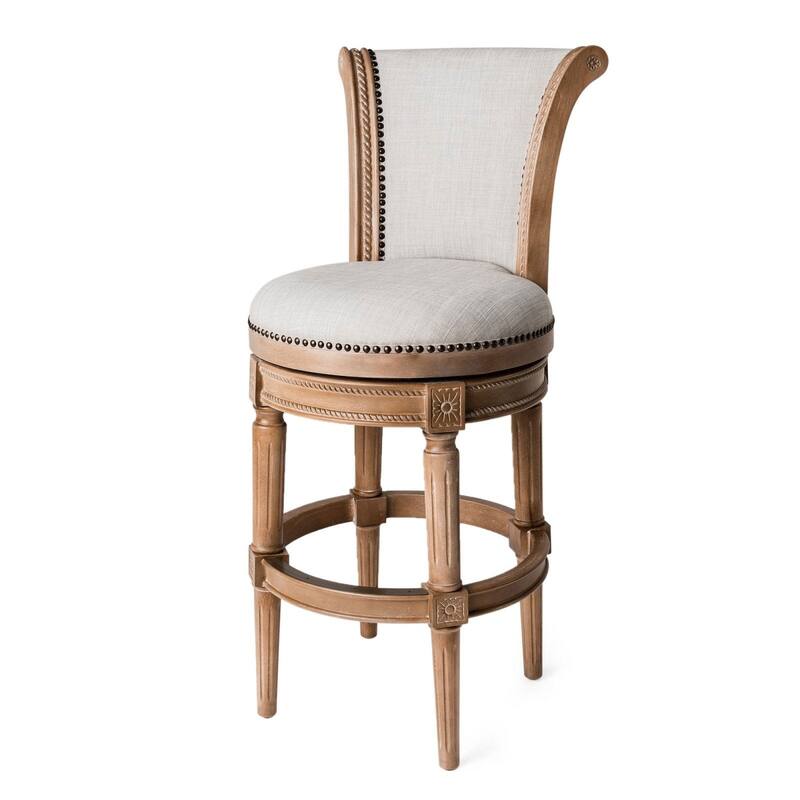 Maven Lane Pullman Swivel Kitchen Stool - Set of 4 - Fabric Weathered Oak - Bar Height