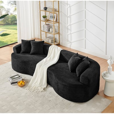 Modern Cloud 4-Seater Sectional Curved Sofa, Minimalist Compression Living Room Couch, No Assembly Needed