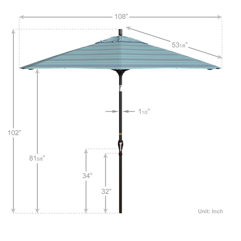 California Umbrella 9-foot Round Crank Lift, Push ButtonTilt, Bronze Frame Finish, Aluminum Patio Umbrella with Sunbrella Fabric