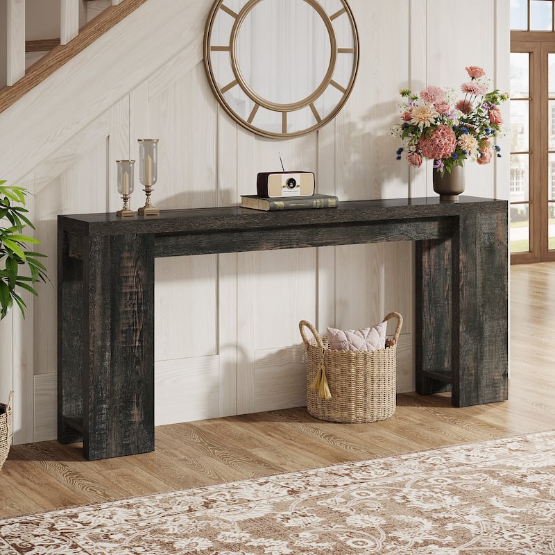 Farmhouse Wood 70.9 Inches Extra Long Console Table for Living Room, Hallway
