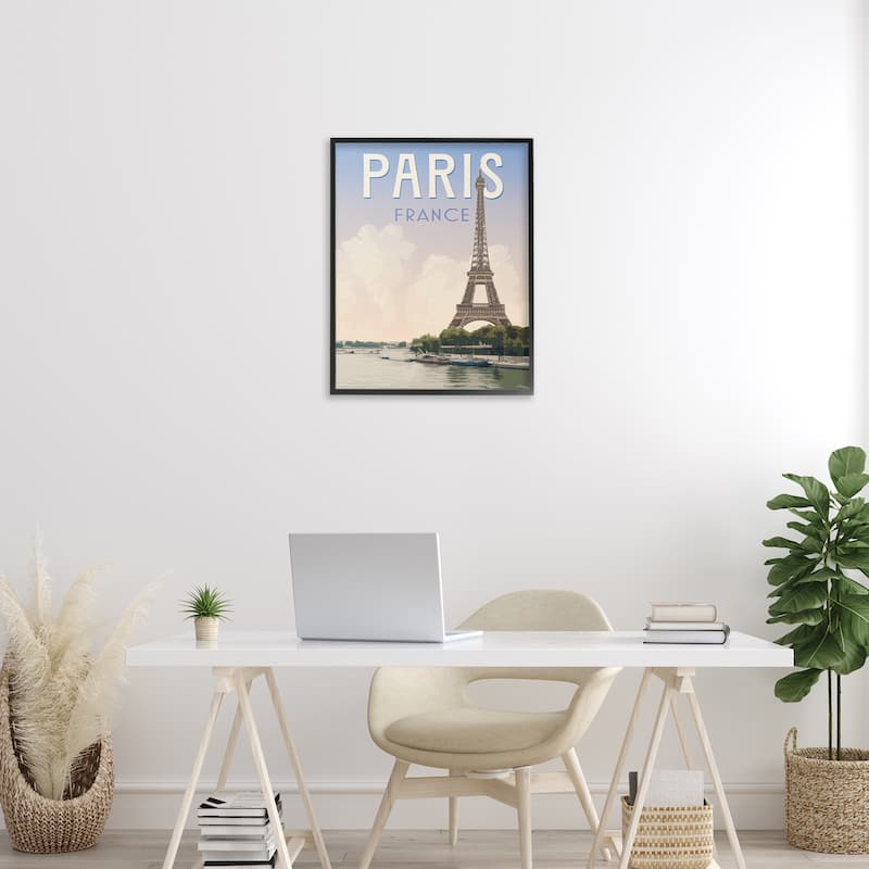 Stupell Paris Tower Landmark Framed Giclee Art Design By Victoria Barnes