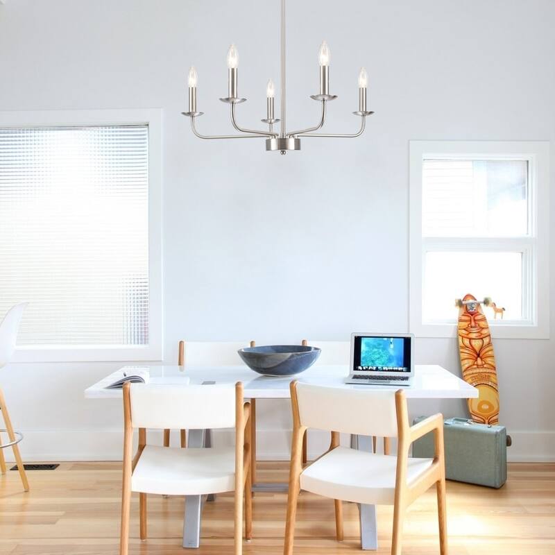 5-Light Rustic Candlestick Hanging Linear Chandelier Lighting Island Chandelier Fixture for Kitchen Island
