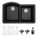 preview thumbnail 57 of 64, Karran Undermount Quartz 32 in. 60/40 Double Bowl Kitchen Sink Kit Black