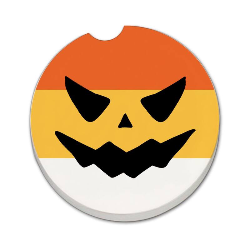 Spooky Candy 2 Pack Absorbent Stone Coaster for Vehicle Cup Holder 2.6” Diameter Manufactured in The USA - Multi