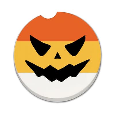Spooky Candy 2 Pack Absorbent Stone Coaster for Vehicle Cup Holder 2.6” Diameter Manufactured in The USA