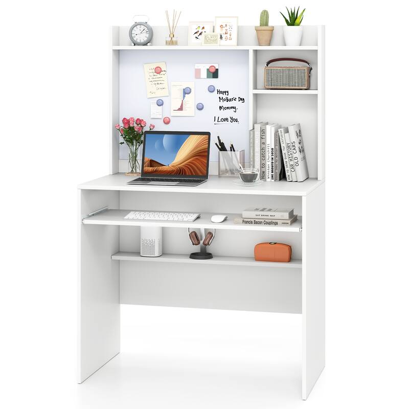 Computer Desk with Hutch and Magnetic Whiteboard for Home Office