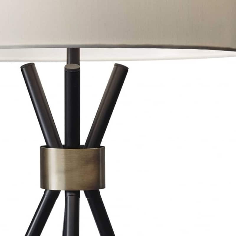Black Metal Tripod Leg with Antique Brass Accent Table Lamp - 14.5 x 10.75 x 25.5