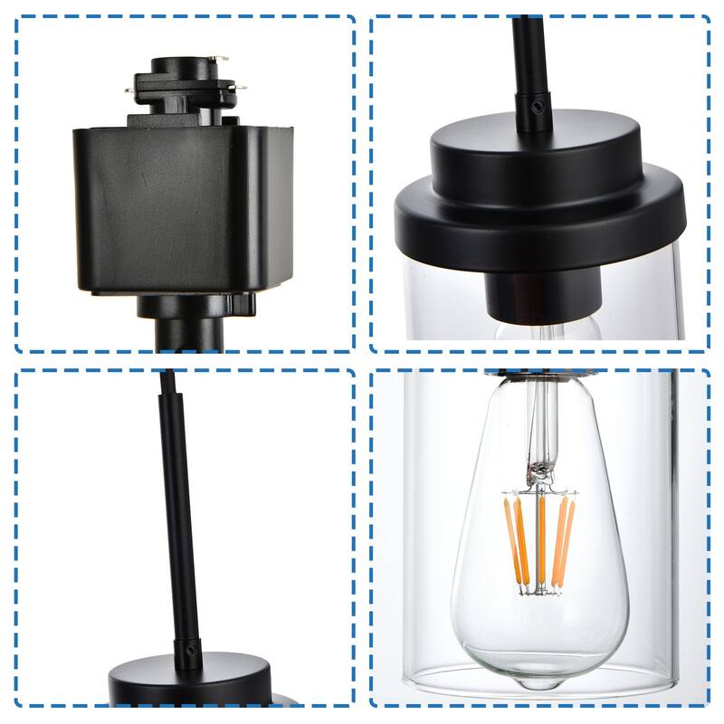 4 Pack H-Type Lighting Pendants Ceiling Track Hanging Light Fixtures, with Track Lighting Rail, E26 Socket, not Include
