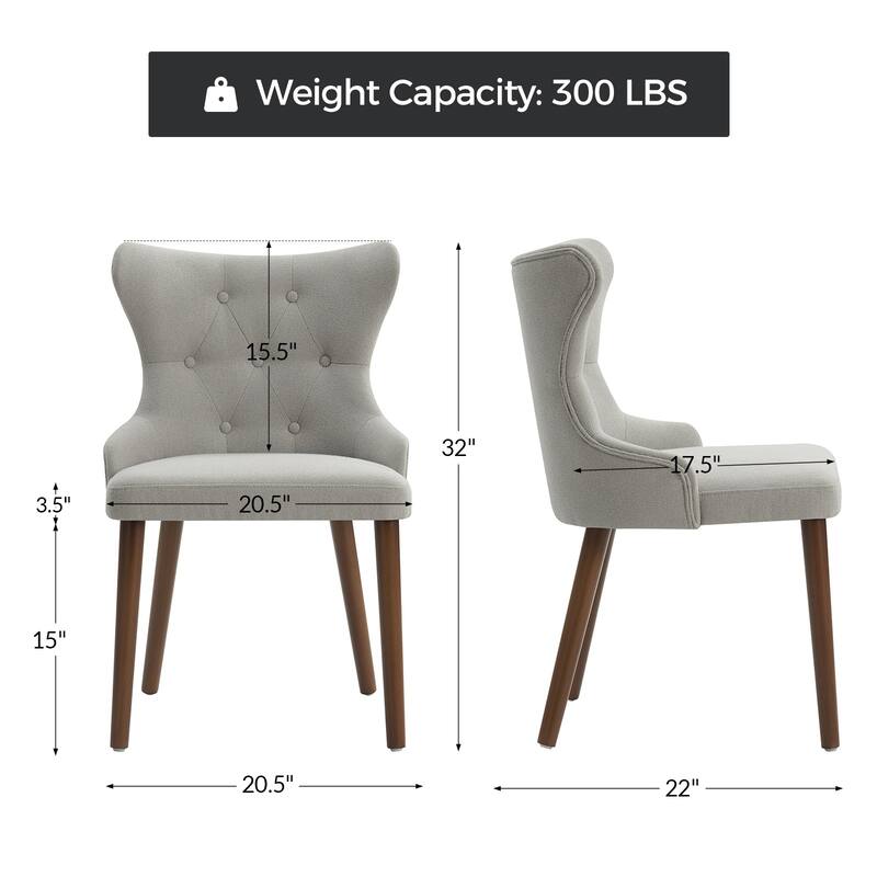 Pedro Mid-century Modern Dining Chair with Solid Wood Leg Set of 4 by HULALA HOME