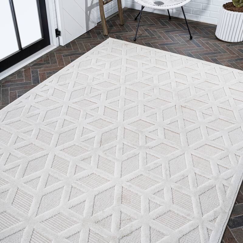 JONATHAN Y Peralta Neutral Geometric Indoor/Outdoor Area Rug