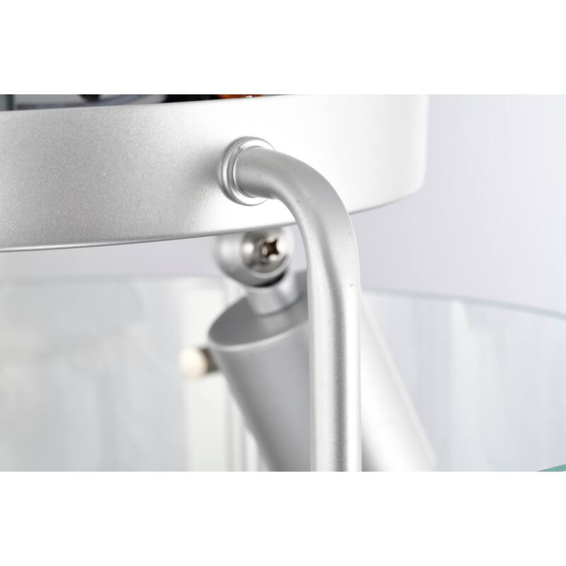Fortuna Semi Flush Mount Ceiling Light Satin Silver and Seeded Glass Finish 3-Light - N/A