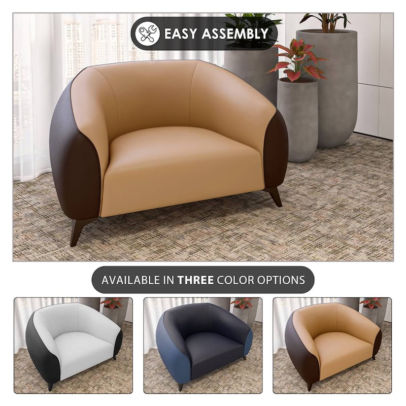 Single-Seater Sofa Armchair Upholstered in Vegan Leather with Metal Legs Opula Series by LeisureMod