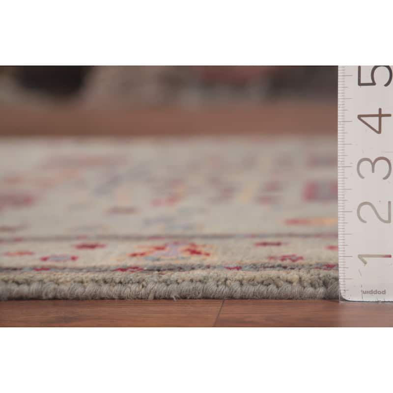 Hand Knotted Oriental 100% Wool Carpet Transitional Geometric Greys & Charcoal Oushak Area Rug - 5' 10'' X 4' 0''
