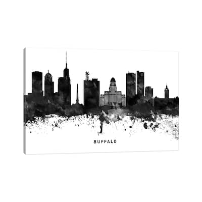 iCanvas "Buffalo Skyline Black & White" by WallDecorAddict Canvas Print