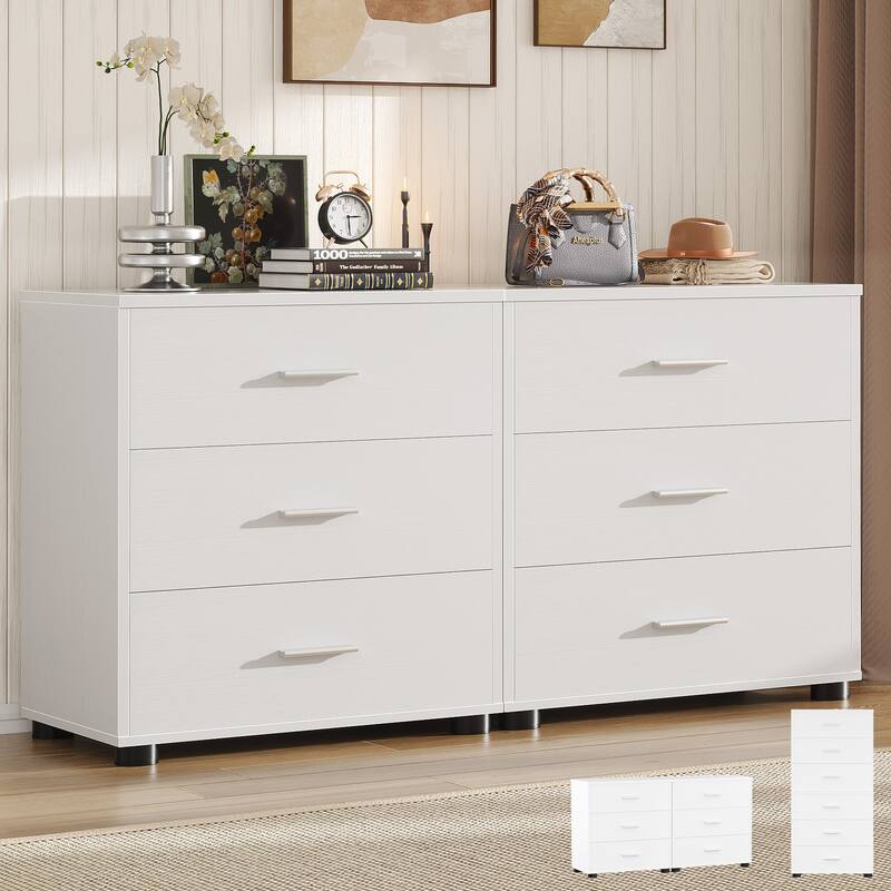 2-Pack Dressers with 6 Storage Drawers, Closet Organizers for Bedroom and Walk-in Closet