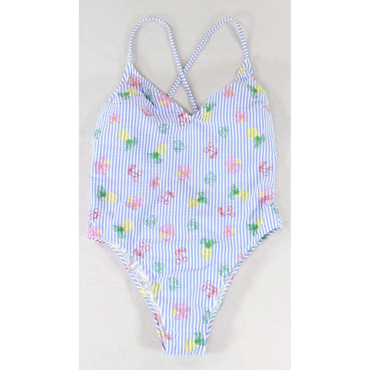 Shop J Crew Blue Women S Size 4 One Piece Striped Fruit Swimwear