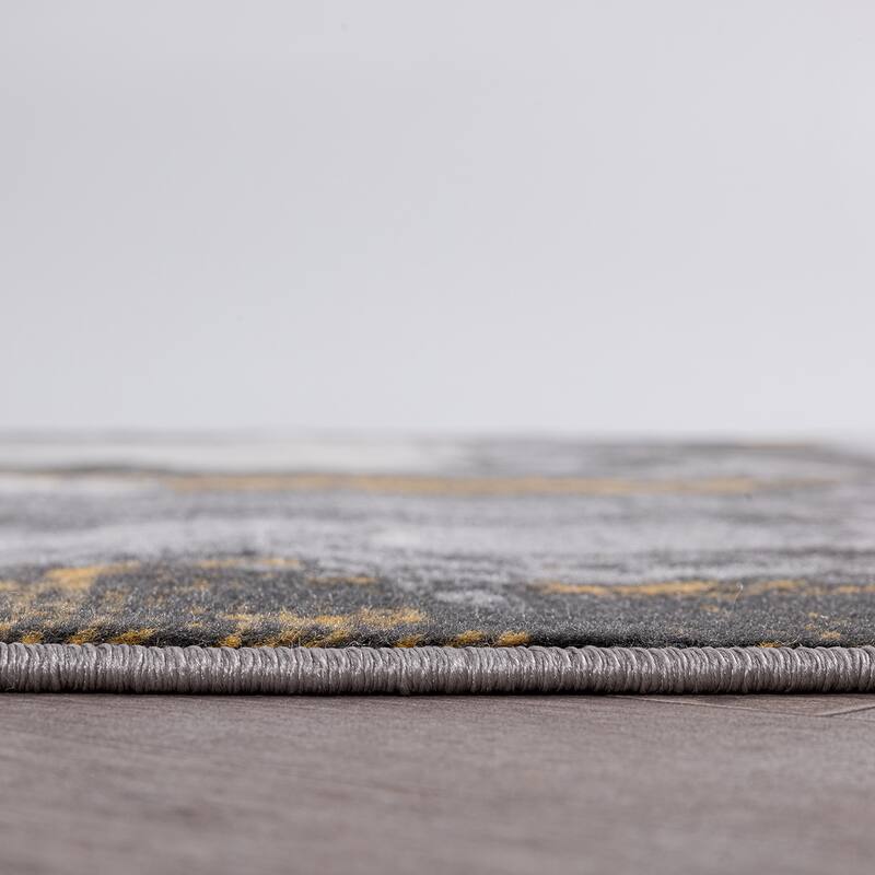 World Rug Gallery Distressed Contemporary Abstract Watercolor Area Rug