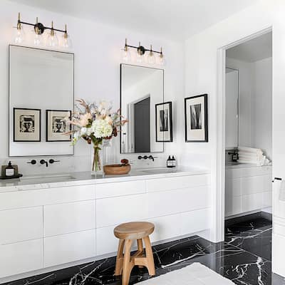 Black Gold 4-Light Modern Vanity Lights Bathroom Light Fixture with Clear Glass