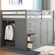 preview thumbnail 24 of 38, Full Size Wood Loft Bed with Built-in Wardrobes and Drawers