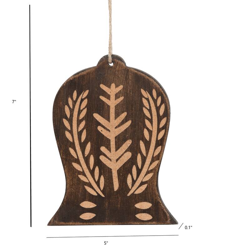 Sevita Traditional Wooden Peace Bell Figurine Ornament, Set of 4 - 7" x 5" x .1"
