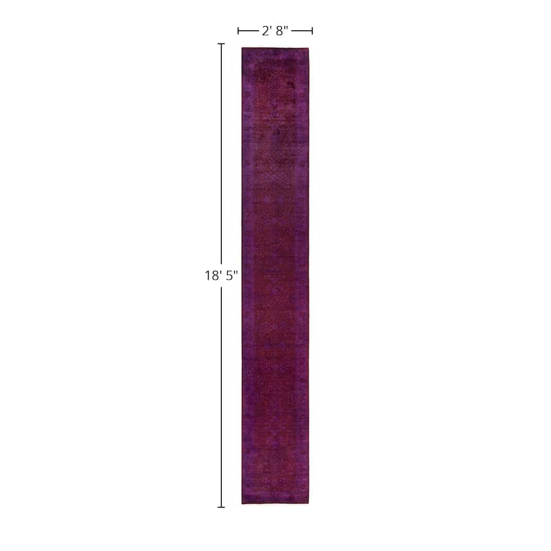 Overdyed One-of-a-Kind Hand-Knotted Area Rug - Purple - 2' 8" x 18' 5"