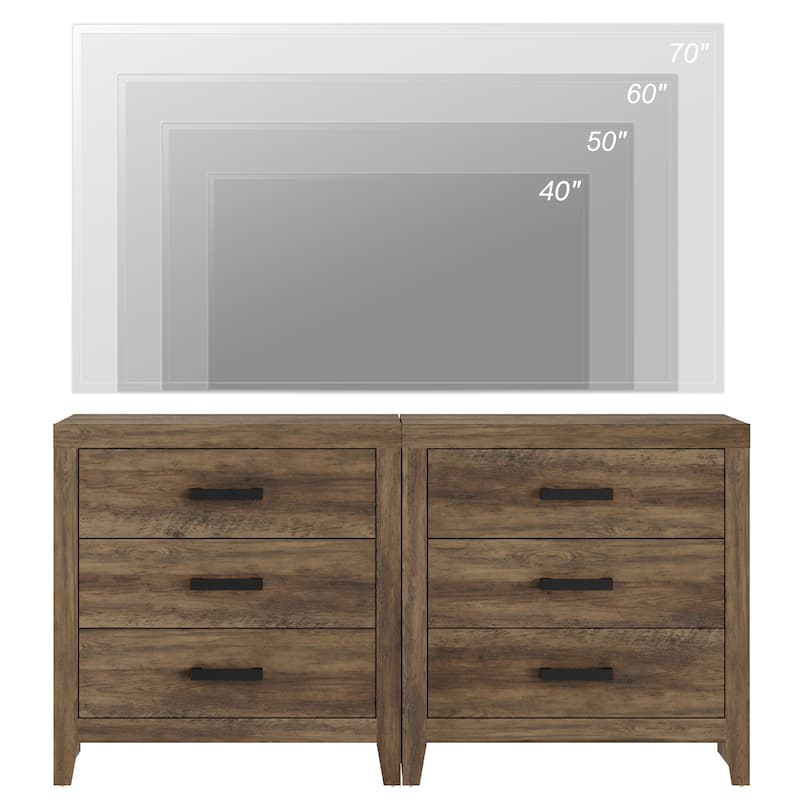 WAMPAT Farmhouse TV Stand, Modern Wood Media Console, Rustic Entertainment Center with Storage for Living Room, Bedroom