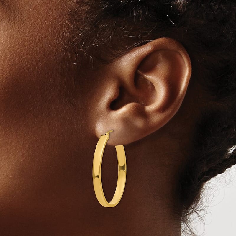 Curata 14k Yellow Gold Polished 25x4mm Lightweight Oval Hoop Earrings