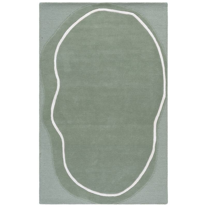 SAFAVIEH Handmade Fifth Avenue Elisete Modern Wool Rug - 4' x 6' - Sage Green/Ivory